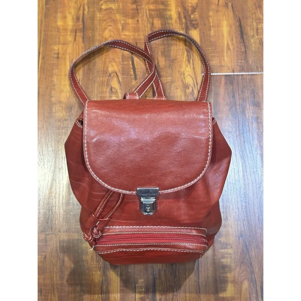 Tornabuoni Made in Italy Designer Red Leather Handbag Bag Backpack EUC